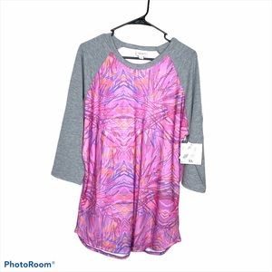 Lularoe Randy Pink Baseball Long Sleeve Top XL